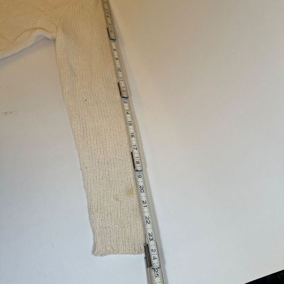 Theory Womens Ivory Cable Knit Wool Crew Neck Pullover Sweater Top Size S - Picture 10 of 12